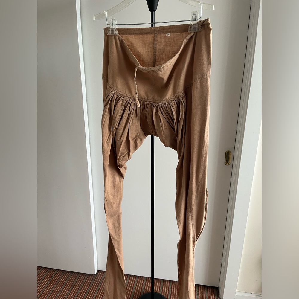 Fabindia Khadi Beige Tan color Yoga Chooridaar Tight Casual Balloon Pants Afghan